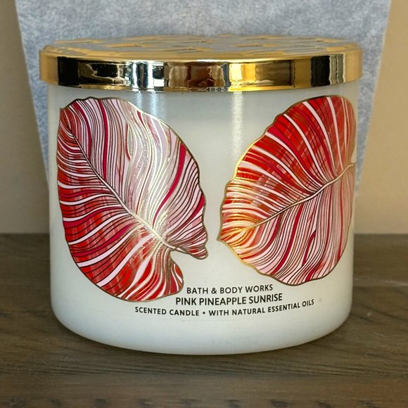 Bath & body work PINK PINEAPPLE SUNRISE Large 3-Wick Candle New - Picture 4 of 4
